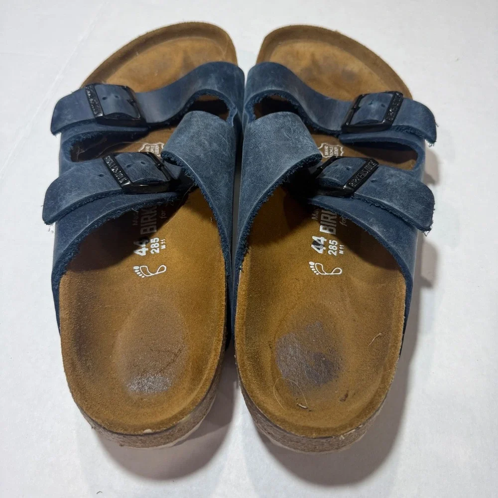Birkenstock for J.Crew Arizona Navy Blue Leather Sandals Mens 11 White Sole